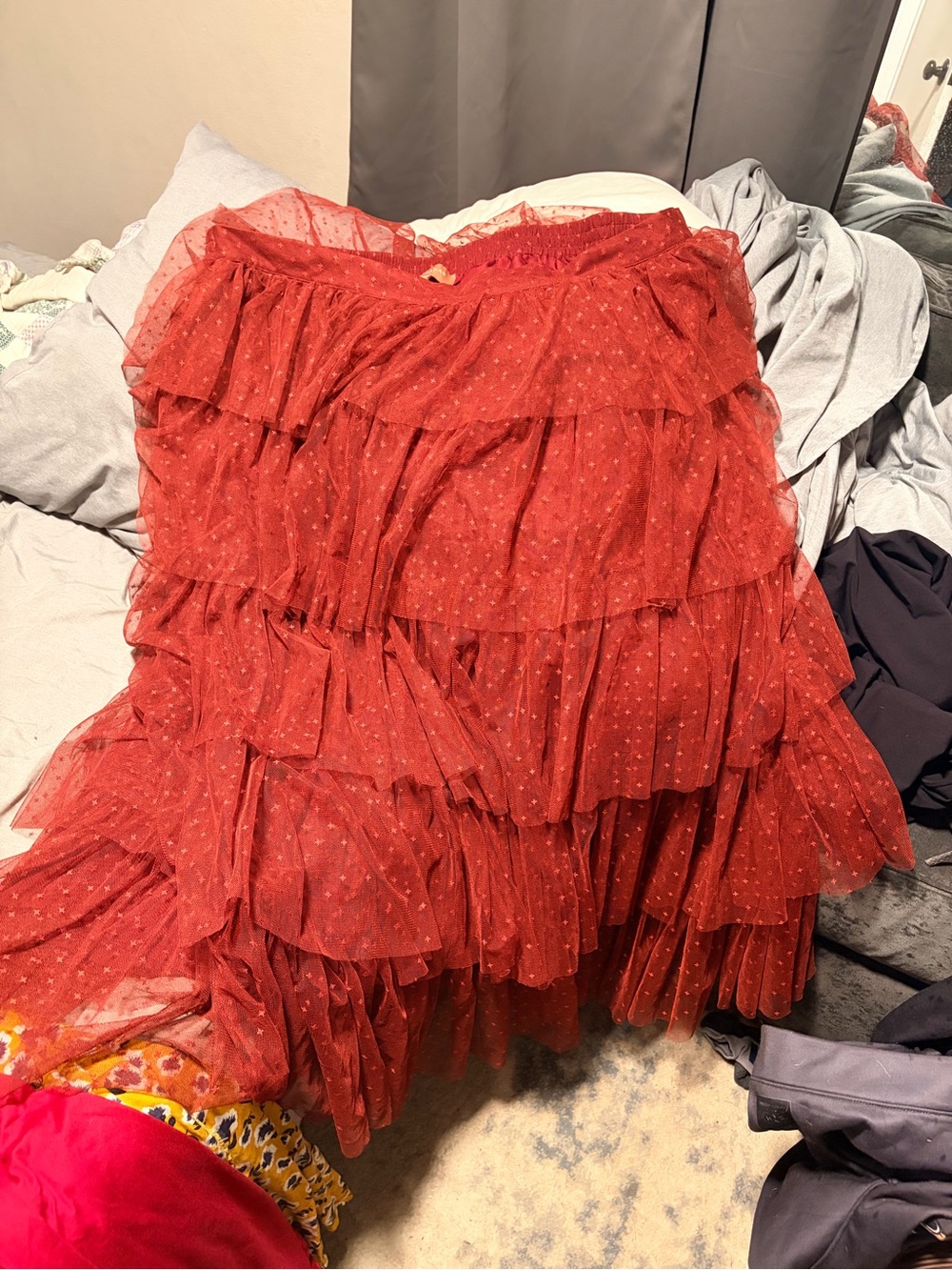 JessaKae Burgundy Tiered Ruffle Maxi Skirt - Picture 3 of 3